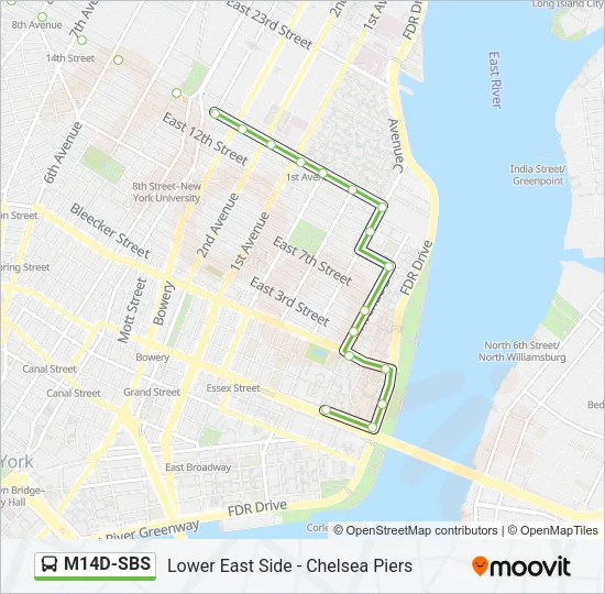 M14D-SBS Bus Line Map