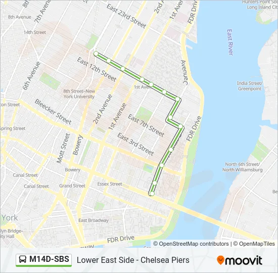M14D-SBS Bus Line Map