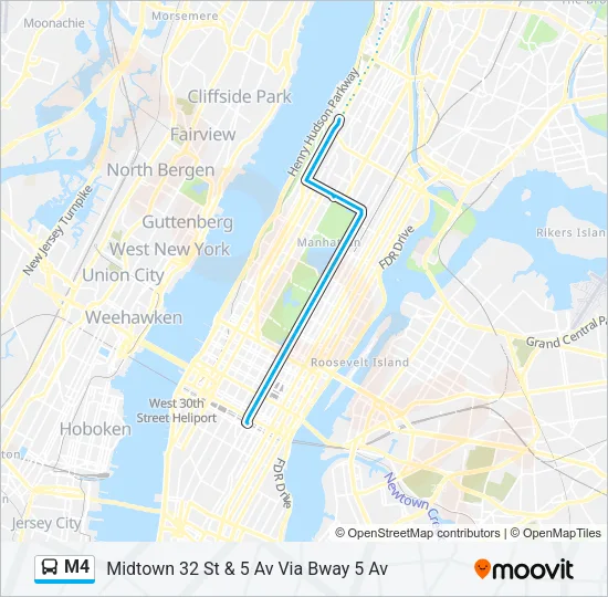 M4 Bus Line Map