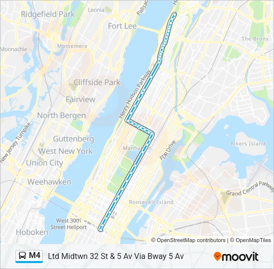 M4 Bus Line Map