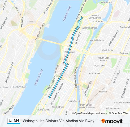 m4 Route: Schedules, Stops & Maps - Wshngtn Hts Cloistrs Via Madisn Via ...