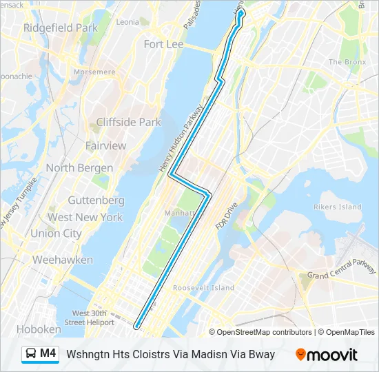 M4 Bus Line Map