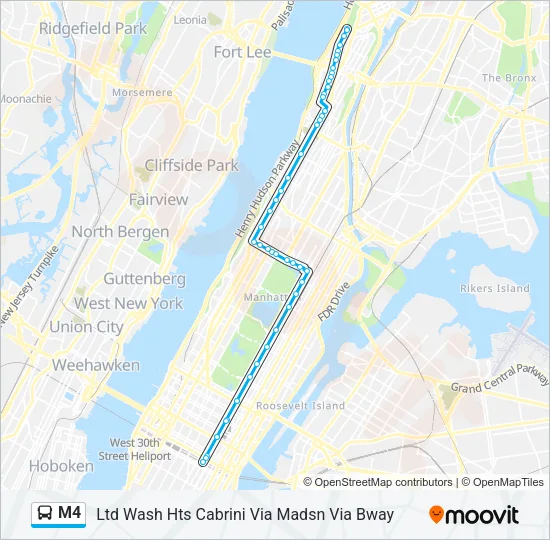 M4 Bus Line Map
