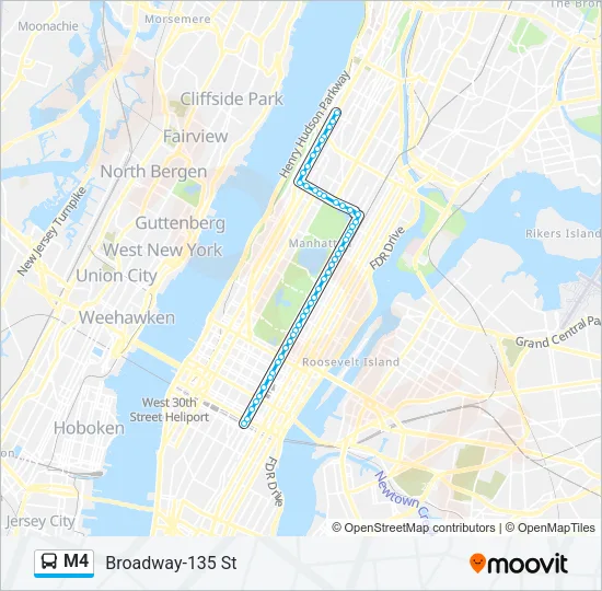 M4 Bus Line Map