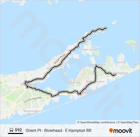 s92 Route Schedules, Stops & Maps Orient Point Ferry Via Nys 25