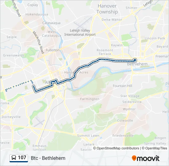 107 Bus Line Map