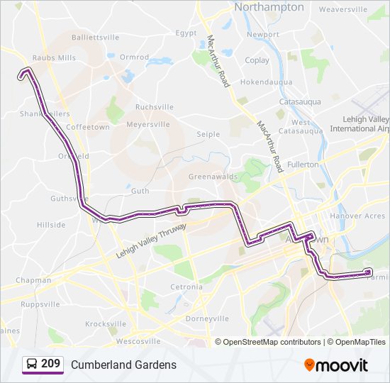 Mapa de 209 de autobús