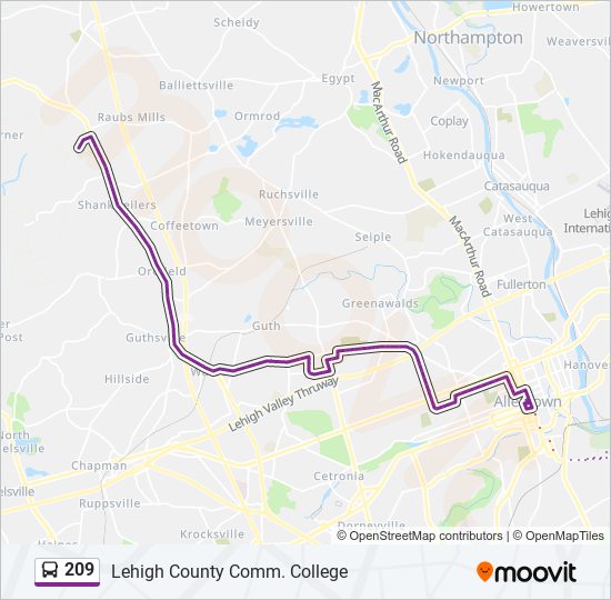 Mapa de 209 de autobús