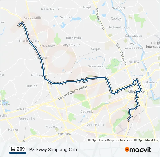 209 Bus Line Map