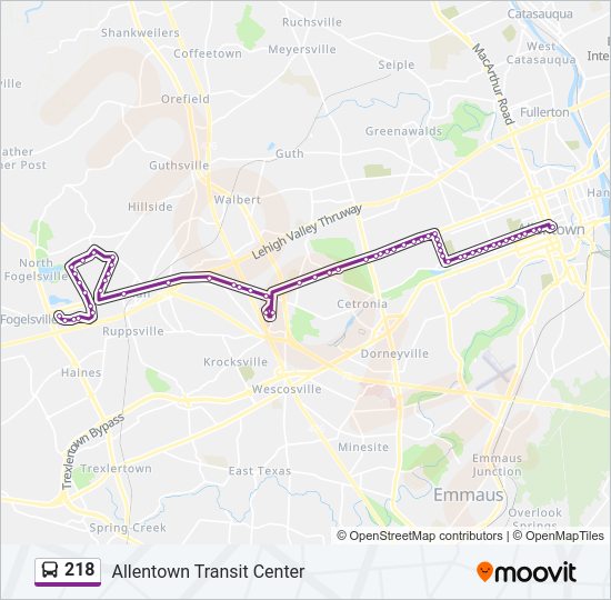 218 bus Line Map