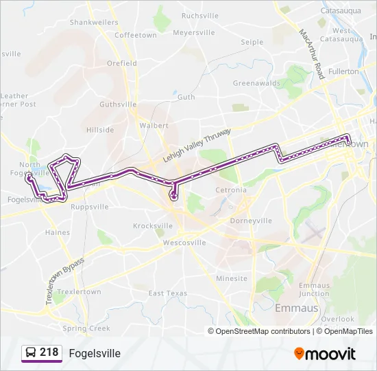 218 Bus Line Map