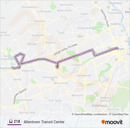 218 Route: Schedules, Stops & Maps - Allentown Transit Center (Updated)
