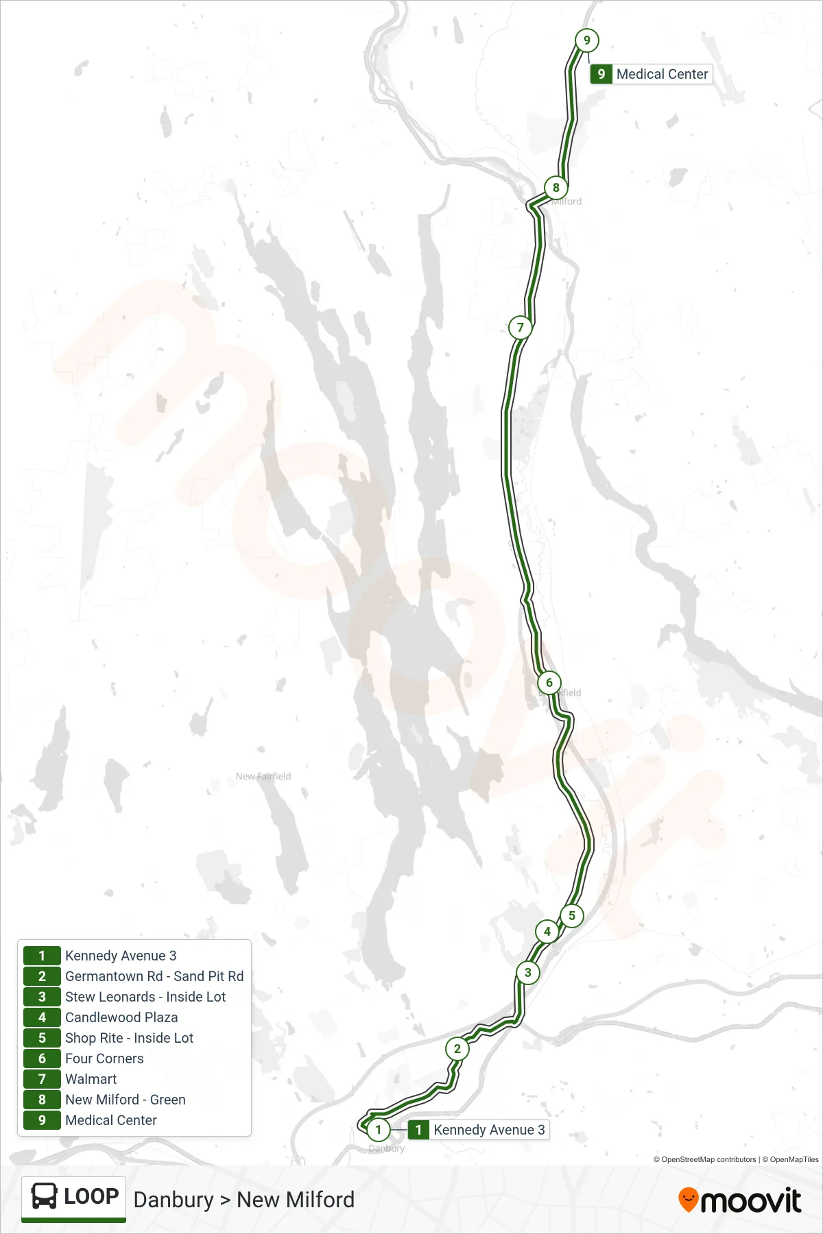 LOOP bus Line (Pulse Point To Medical Center) route and stops on a map