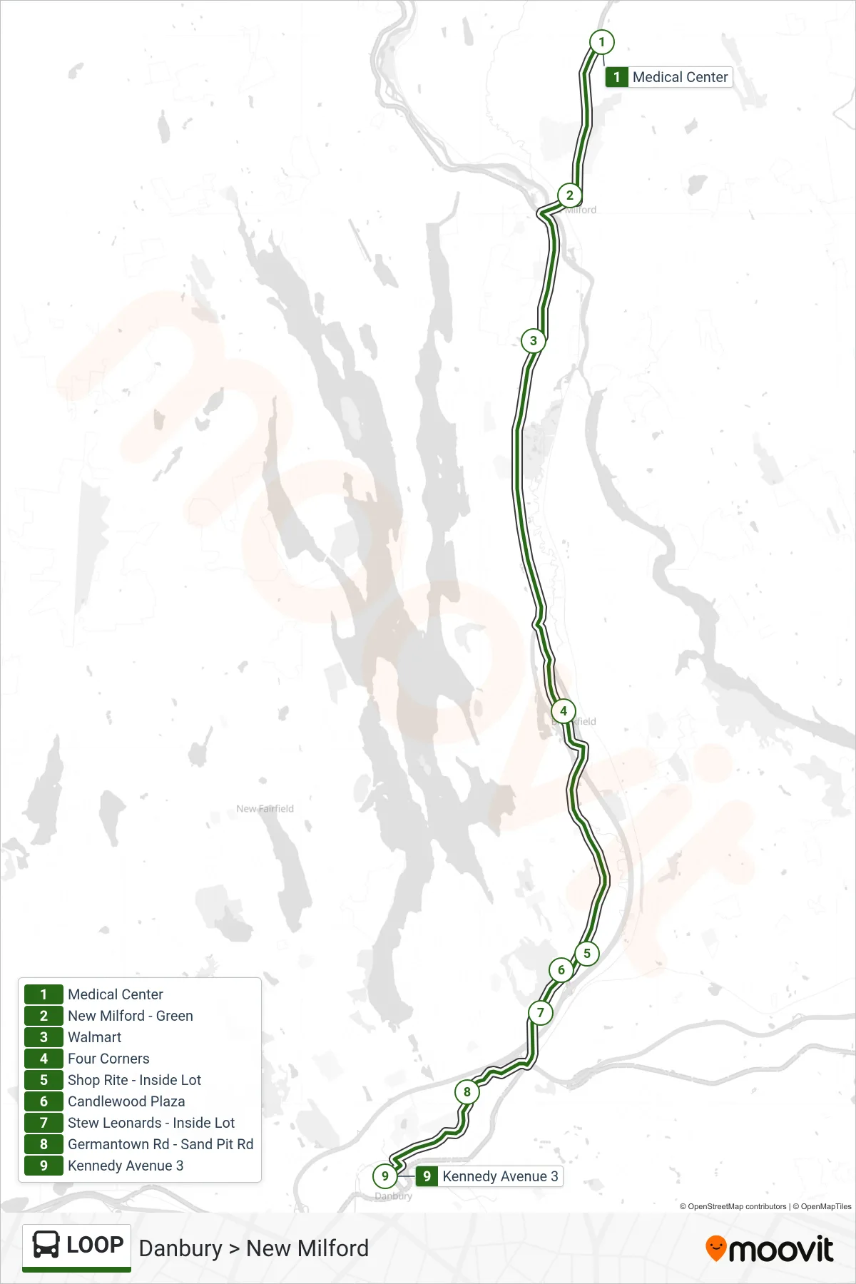 LOOP bus Line (Medical Center To Pulse Point) route and stops on a map