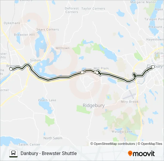 DANBURY - BREWSTER SHUTTLE Bus Line Map