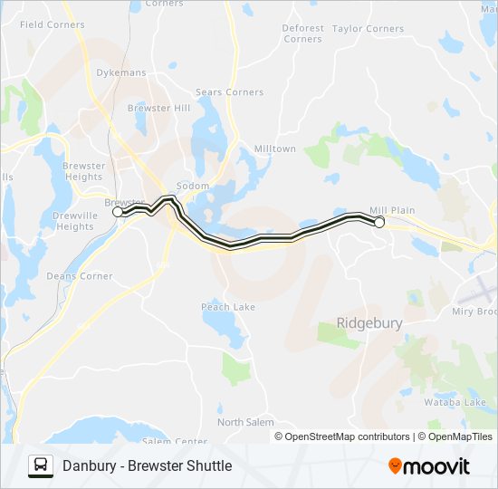 DANBURY - BREWSTER SHUTTLE bus Line Map