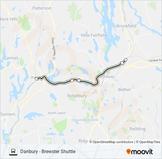 Mapa de DANBURY - BREWSTER SHUTTLE de autobús