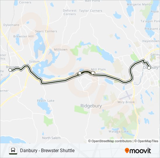 DANBURY - BREWSTER SHUTTLE bus Line Map