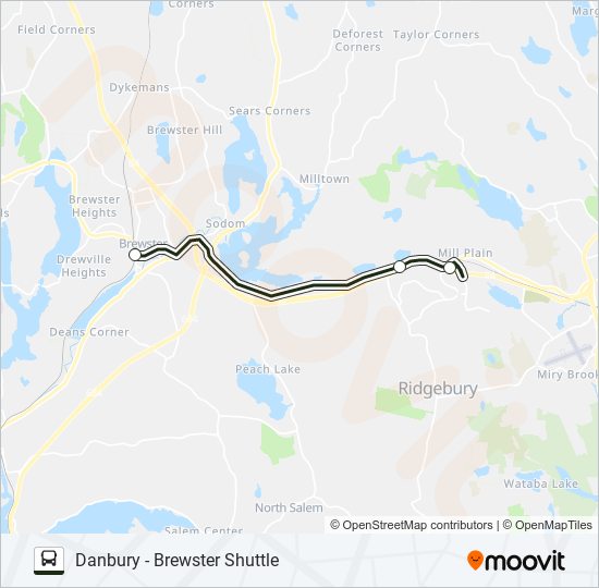 Mapa de DANBURY - BREWSTER SHUTTLE de autobús