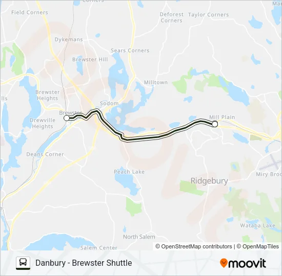 DANBURY - BREWSTER SHUTTLE Bus Line Map