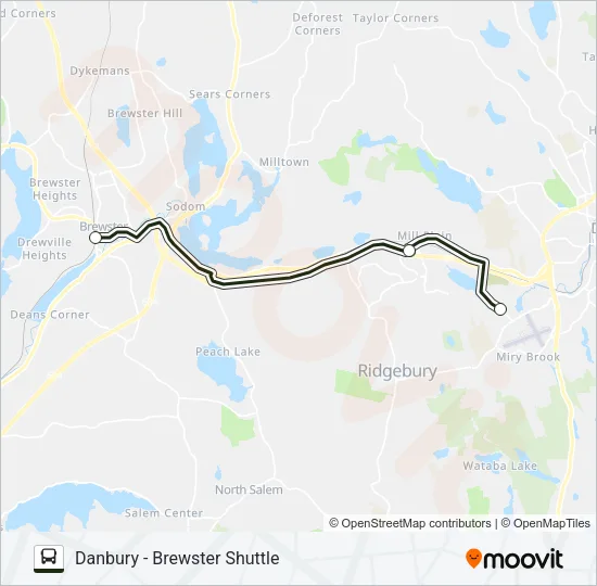 DANBURY - BREWSTER SHUTTLE Bus Line Map