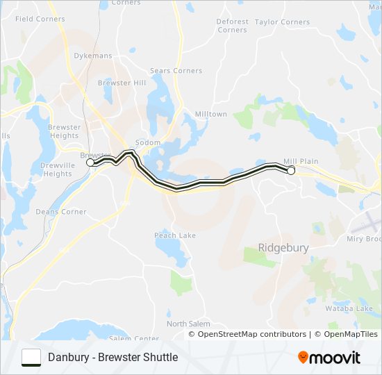 Mapa de DANBURY - BREWSTER SHUTTLE de autobús