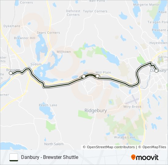 DANBURY - BREWSTER SHUTTLE bus Line Map