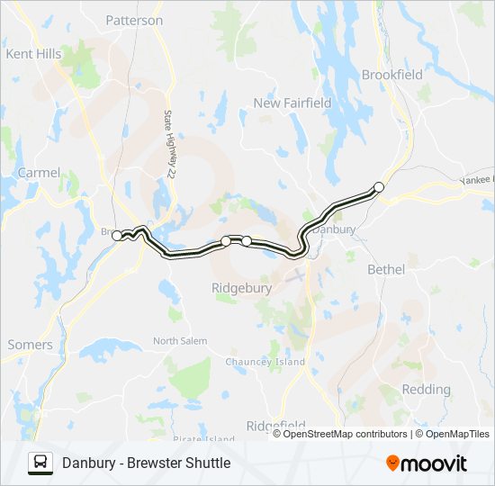 DANBURY - BREWSTER SHUTTLE bus Line Map