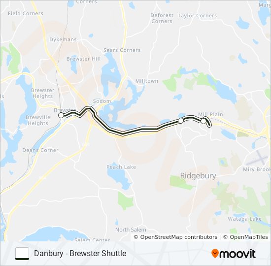 DANBURY - BREWSTER SHUTTLE bus Line Map