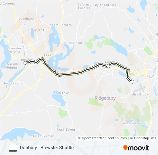 DANBURY - BREWSTER SHUTTLE bus Line Map