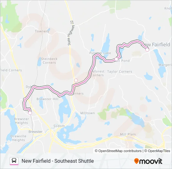 NEW FAIRFIELD - SOUTHEAST SHUTTLE Bus Line Map