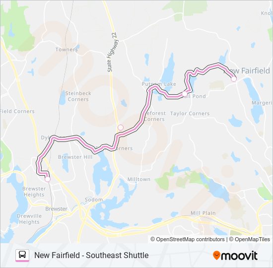 Mapa de NEW FAIRFIELD - SOUTHEAST SHUTTLE de autobús