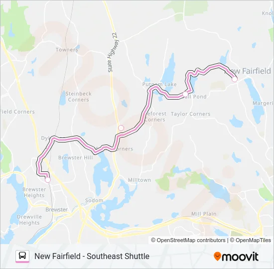 NEW FAIRFIELD - SOUTHEAST SHUTTLE Bus Line Map