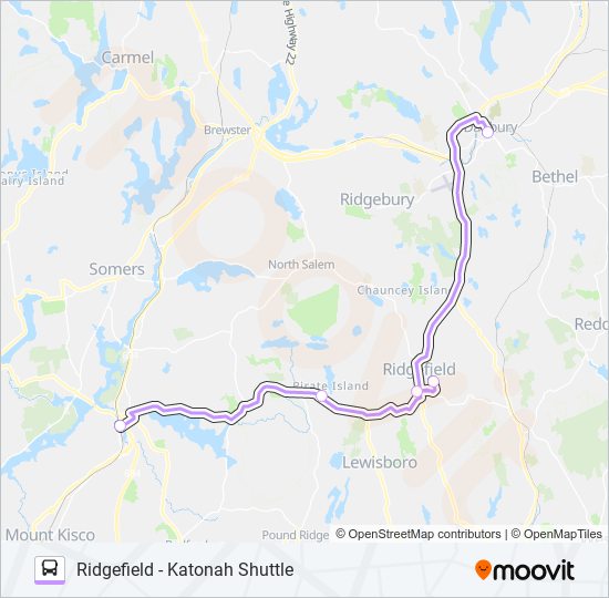 Mapa de RIDGEFIELD - KATONAH SHUTTLE de autobús