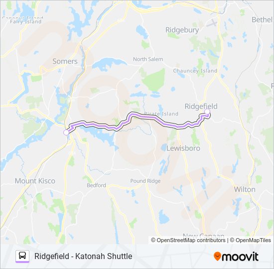 Mapa de RIDGEFIELD - KATONAH SHUTTLE de autobús