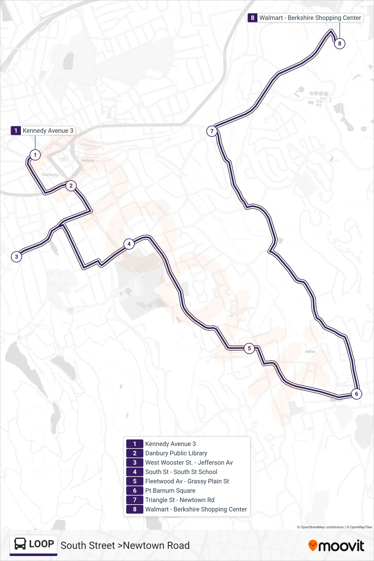 LOOP bus Line (Pulse Point To Berkshire Shopping Center) route and stops on a map