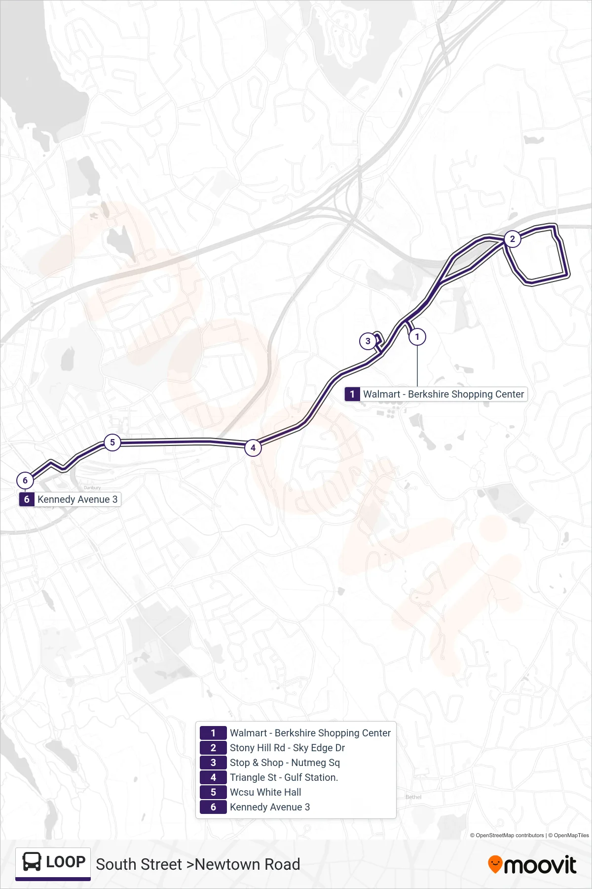 LOOP bus Line (Berkshire Shopping Center To Pulse Point) route and stops on a map