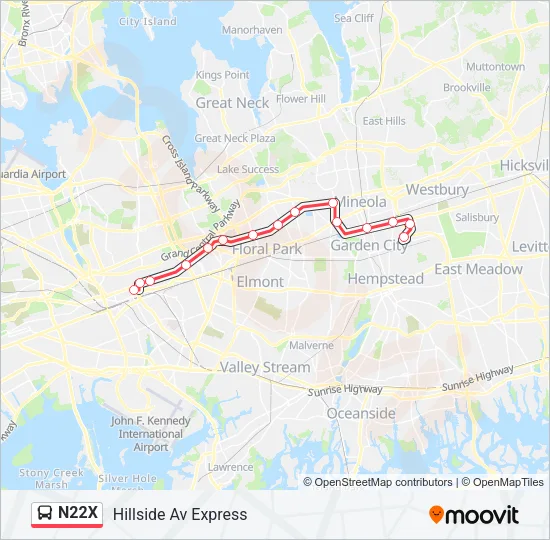N22X Bus Line Map