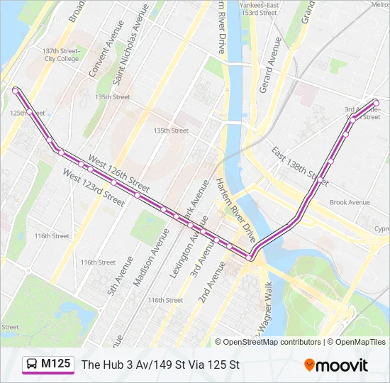 M125 Bus Line Map