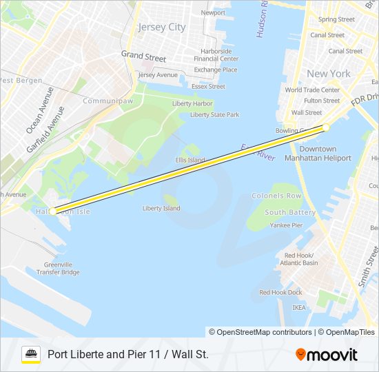 PORT LIBERTE AND PIER 11 / WALL ST. ferry Line Map