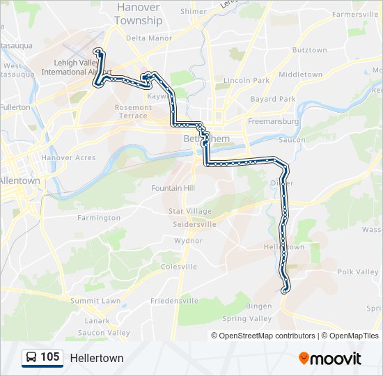 105 bus Line Map