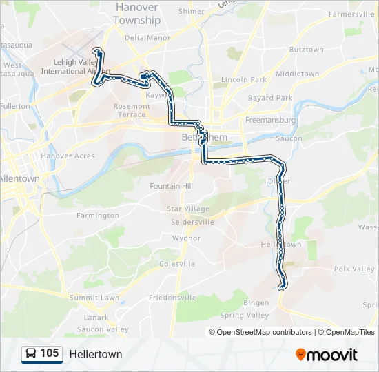 105 Bus Line Map