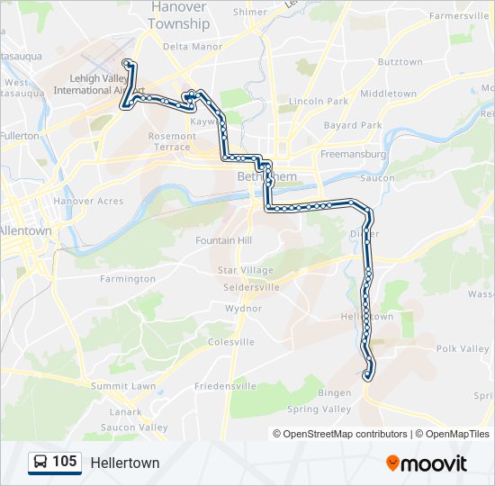 105 bus Line Map