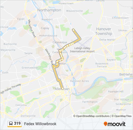 Mapa de 319 de autobús