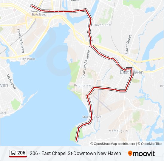 206 Route: Schedules, Stops & Maps - 206 - East Chapel St-Downtown New Haven  (Updated)