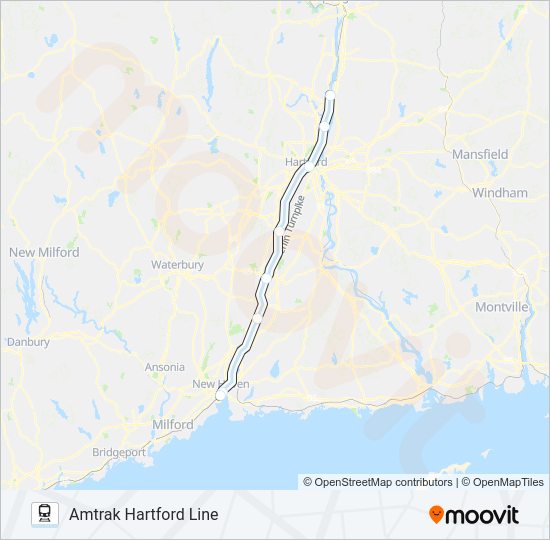 AMTRAK HARTFORD LINE train Line Map