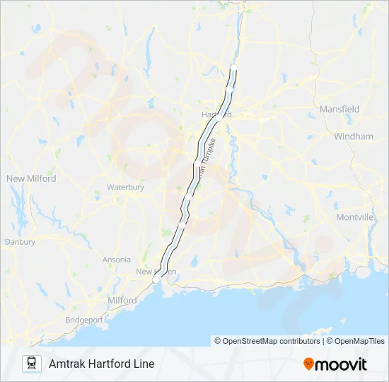 AMTRAK HARTFORD LINE Train Line Map