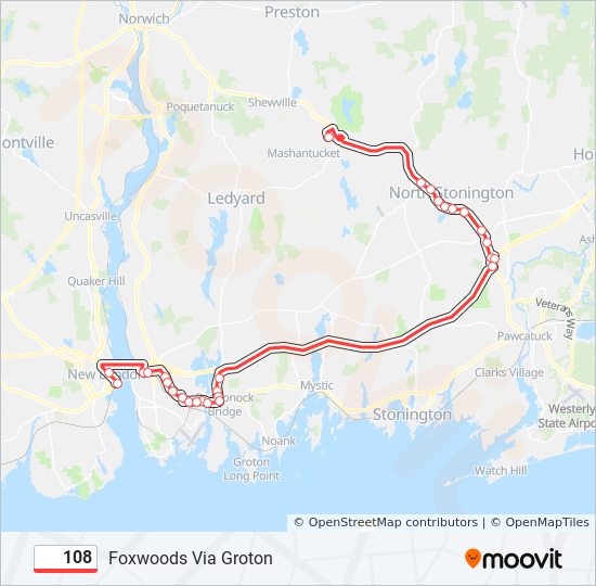 108 Route: Schedules, Stops & Maps - Foxwoods Via Groton (Updated)