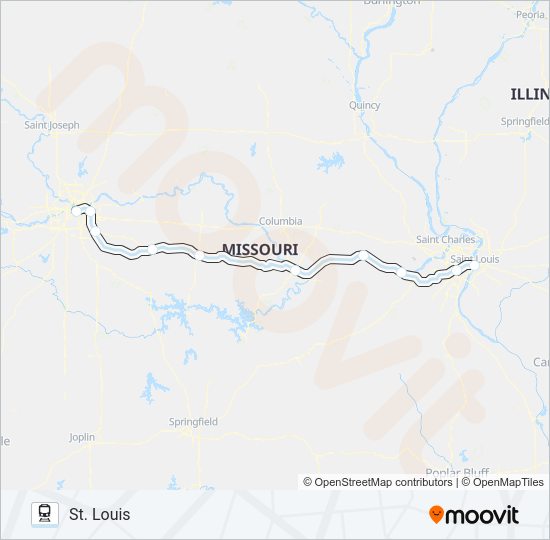 MISSOURI RIVER RUNNER train Line Map