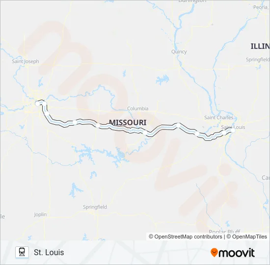 MISSOURI RIVER RUNNER Train Line Map